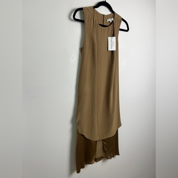 NEW Inclan Studio XS Camel Sleeveless Layered Silk Lagenlook Minimalist Dress - Picture 2 of 11